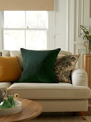 Bottle Green 59 x 59cm Soft Velour Cushion - Image 2 of 7