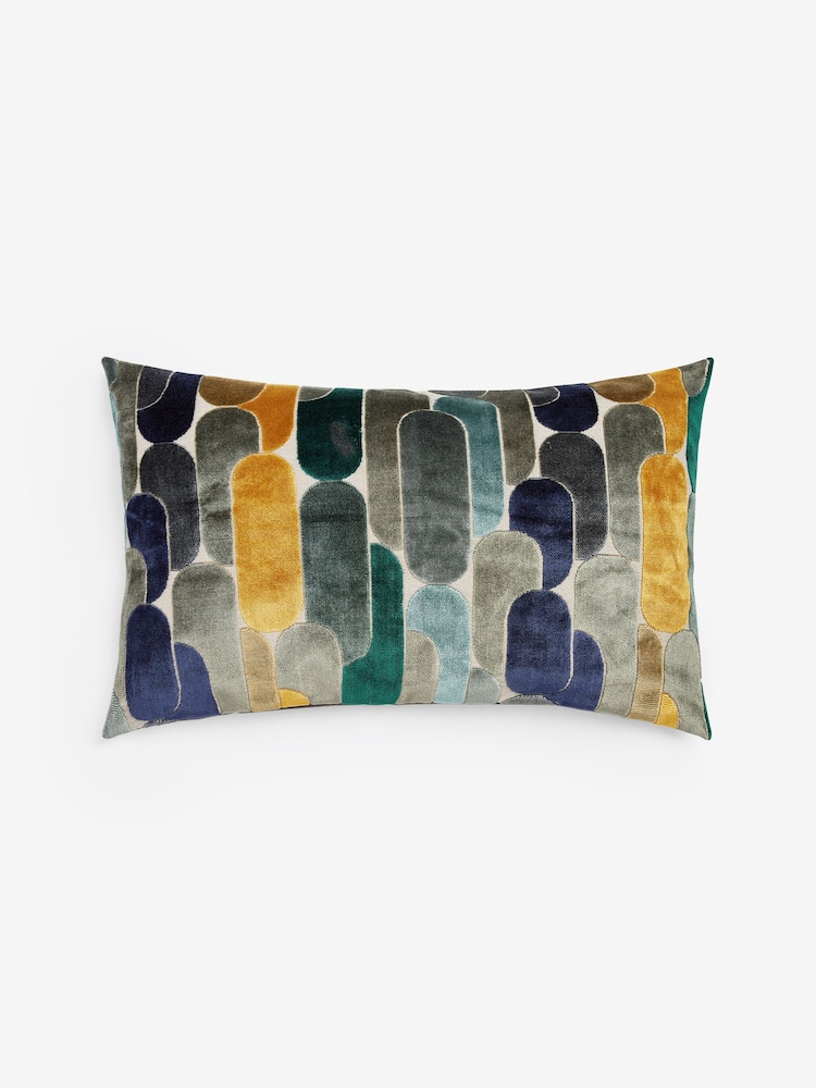 Retro Cut Velvet Cushion - Image 5 of 7