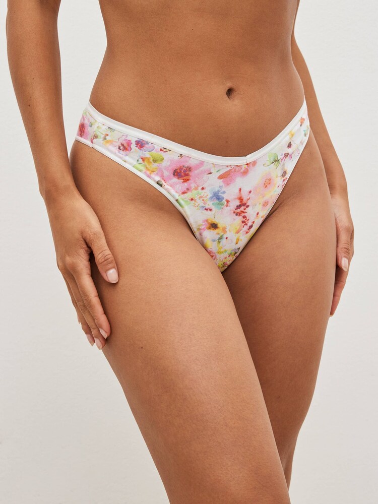 Floral Print/Plain Extra High Leg Cotton Rich Knickers 4 Pack - Image 2 of 7