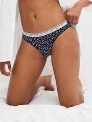 Navy/ Pink Spot High Leg Cotton Rich Logo Knickers 4 Pack - Image 2 of 8