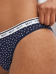 Navy/ Pink Spot High Leg Cotton Rich Logo Knickers 4 Pack - Image 4 of 8