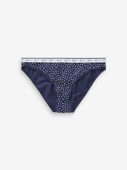 Navy/ Pink Spot High Leg Cotton Rich Logo Knickers 4 Pack - Image 5 of 8