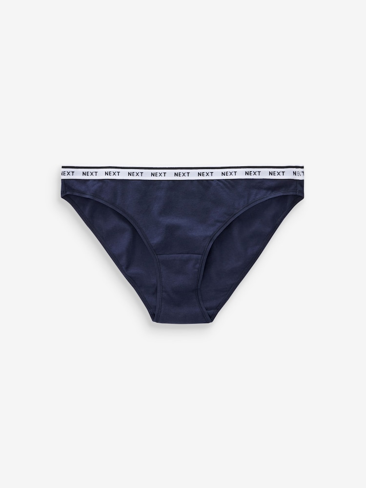 Navy/ Pink Spot High Leg Cotton Rich Logo Knickers 4 Pack - Image 8 of 8