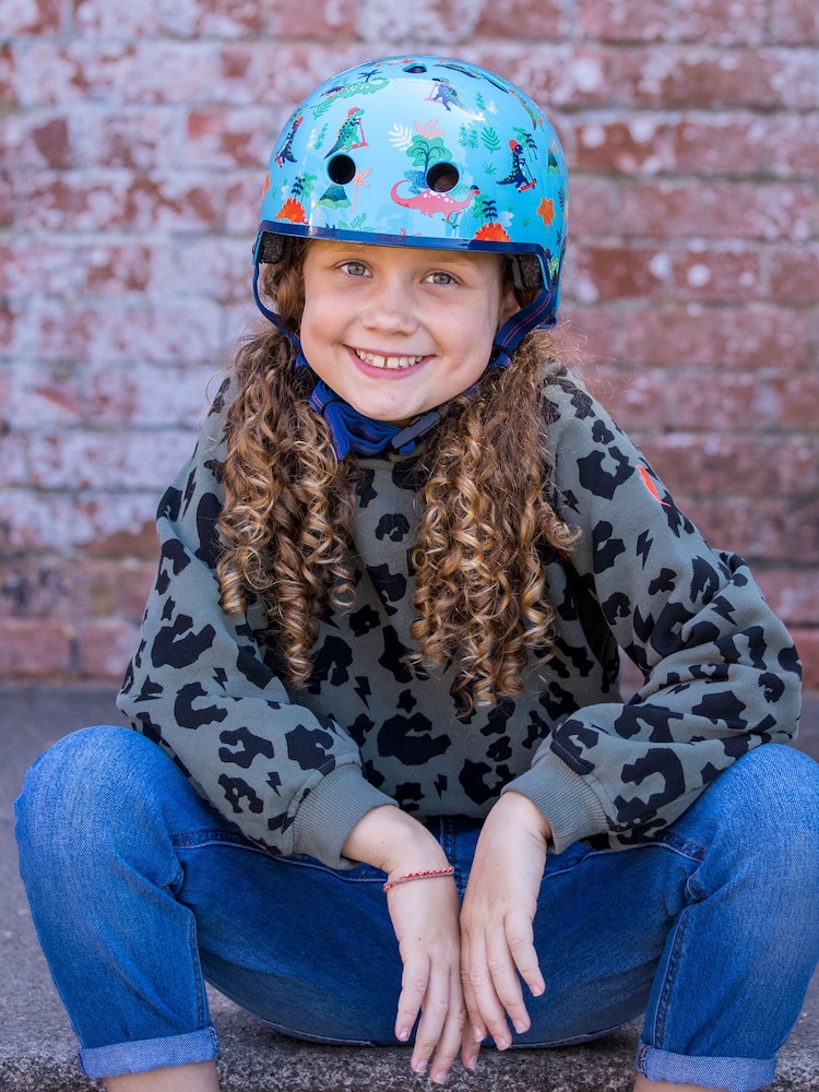 Micro Scooters Blue Dinosaur Curved Deluxe Helmet - Image 4 of 4 Micro Scooters Blue Dinosaur Curved Deluxe Helmet - Image 4 of 4