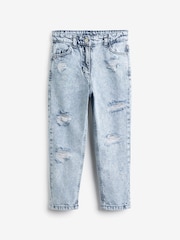 Bleach Wash Distressed Mom 100% Cotton Jeans (3-16yrs) - Image 4 of 6
