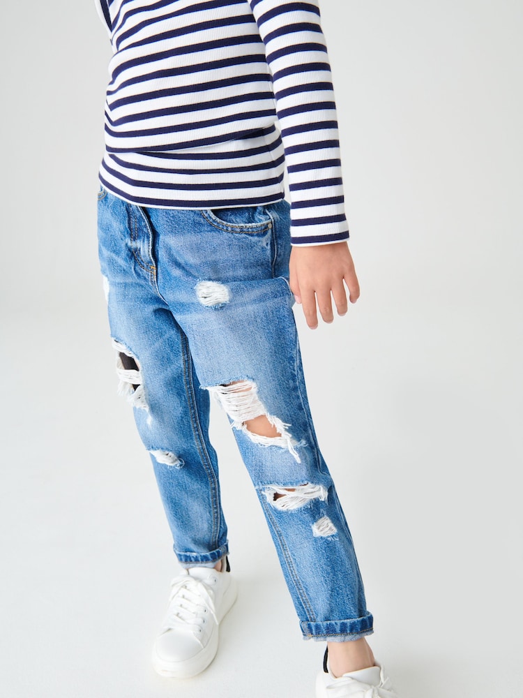 Bright Blue Distressed Mom Jeans (3-16yrs) - Image 1 of 8