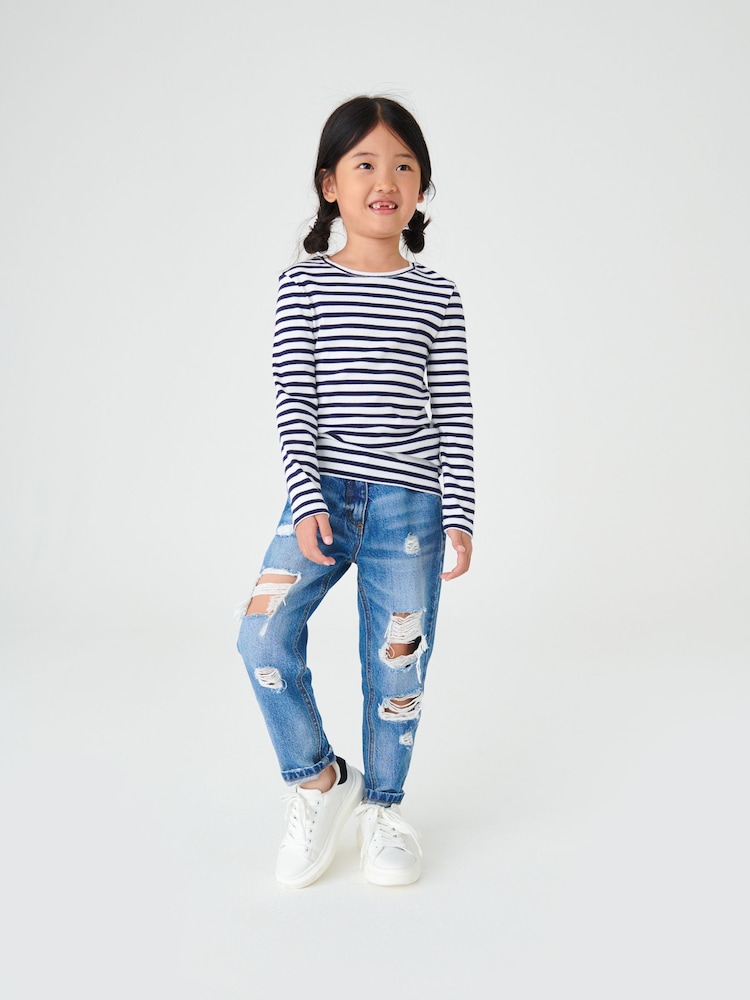 Bright Blue Distressed Mom Jeans (3-16yrs) - Image 2 of 8