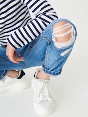 Bright Blue Distressed Mom Jeans (3-16yrs) - Image 3 of 8