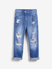 Bright Blue Distressed Mom Jeans (3-16yrs) - Image 6 of 8