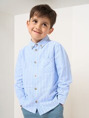 Angel & Rocket Blue Marco Pinstripe Pocket Shirt - Image 1 of 6