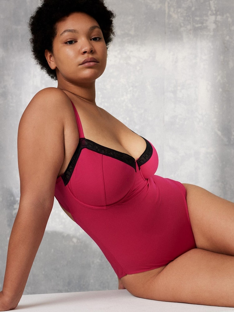 Calvin Klein Maillot de bain une pièce balconnet Curve rose - Image 1 of 2