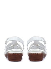 Pavers White Ladies Leather T-Bar Sandals - Image 2 of 5