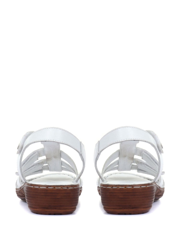 Pavers White Ladies Leather T-Bar Sandals - Image 2 of 5