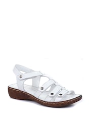 Pavers White Ladies Leather T-Bar Sandals - Image 3 of 5