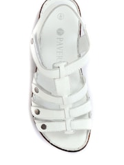 Pavers White Ladies Leather T-Bar Sandals - Image 4 of 5