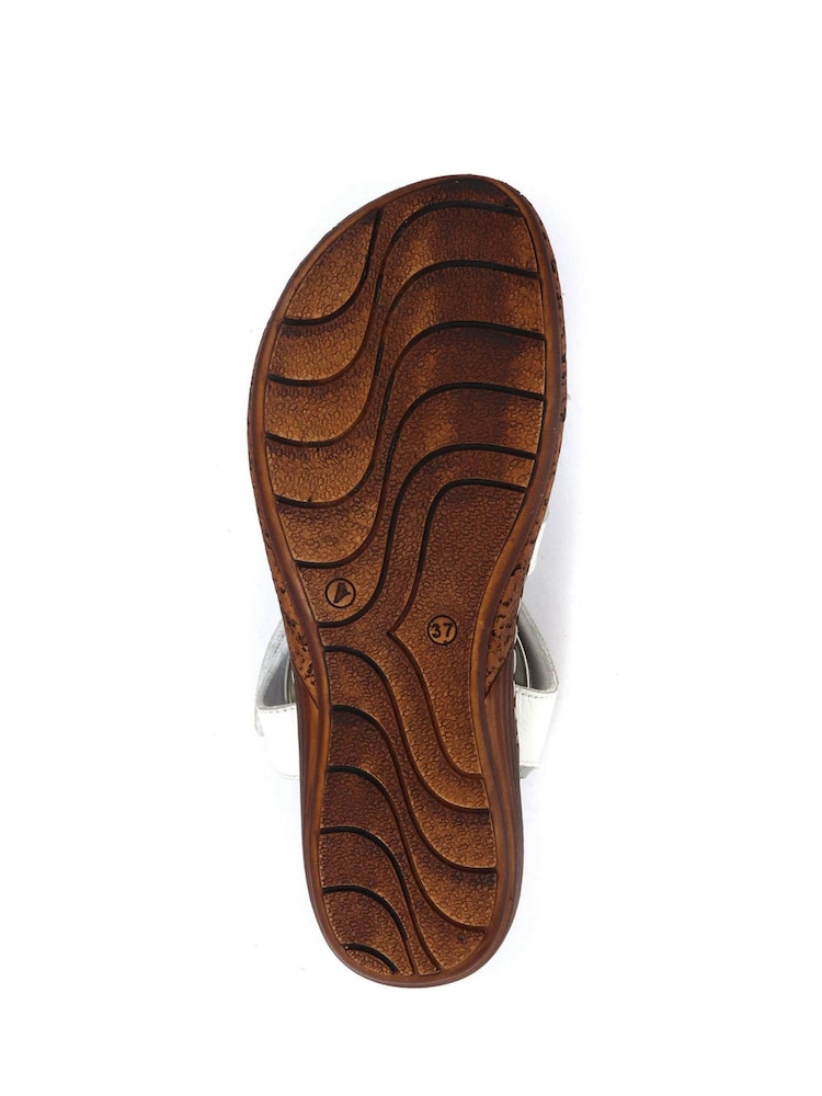 Pavers White Ladies Leather T-Bar Sandals - Image 5 of 5 Pavers White Ladies Leather T-Bar Sandals - Image 5 of 5