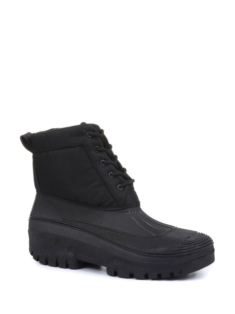 Pavers Black Mens Wide Fit Snow Boots - Image 2 of 5