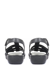 Pavers Black Ladies Leather T-Bar Sandals - Image 3 of 5