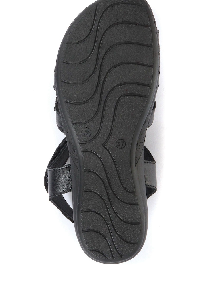 Pavers Black Ladies Leather T-Bar Sandals - Image 5 of 5 Pavers Black Ladies Leather T-Bar Sandals - Image 5 of 5