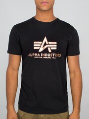 Alpha Industries Basic Foil Print 100% Cotton Black T-Shirt - Image 1 of 1