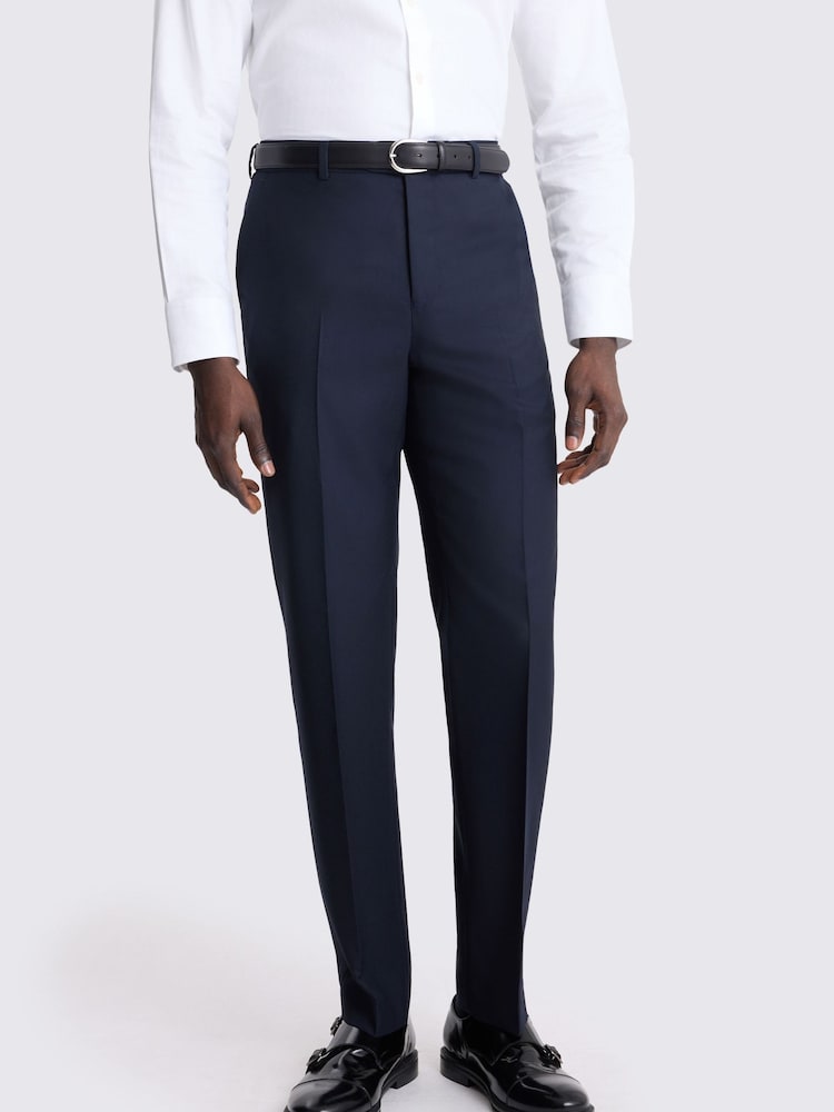 MOSS Navy Blue Regular Fit Twill Suit Trousers - Image 1 of 3 MOSS Navy Blue Regular Fit Twill Suit Trousers - Image 1 of 3