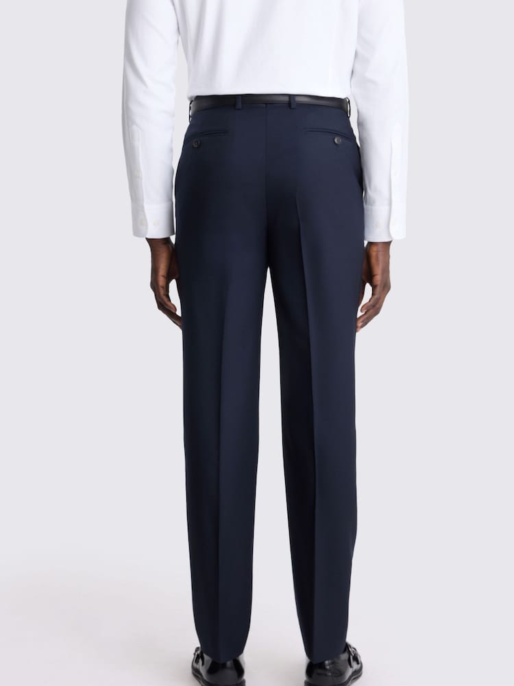MOSS Navy Blue Regular Fit Twill Suit Trousers - Image 2 of 3 MOSS Navy Blue Regular Fit Twill Suit Trousers - Image 2 of 3