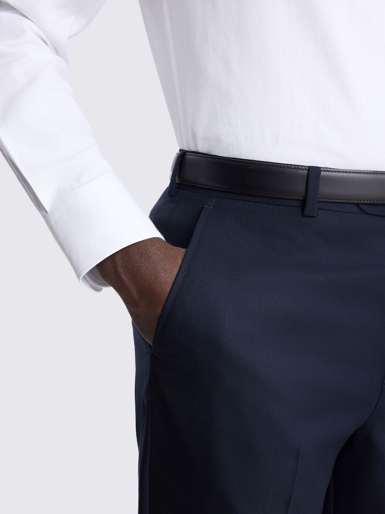 MOSS Navy Blue Regular Fit Twill Suit Trousers - Image 3 of 3 MOSS Navy Blue Regular Fit Twill Suit Trousers - Image 3 of 3