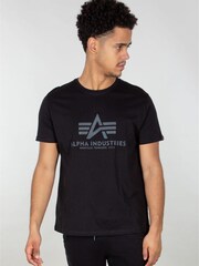 Alpha Industries Rainbow Reflective Print Basic 100% Cotton Black T-Shirt - Image 1 of 8