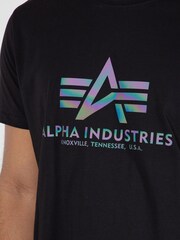 Alpha Industries Rainbow Reflective Print Basic 100% Cotton Black T-Shirt - Image 4 of 8