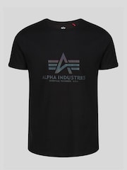 Alpha Industries Rainbow Reflective Print Basic 100% Cotton Black T-Shirt - Image 5 of 8