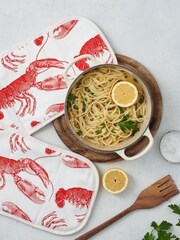 Thornback & Peel Cream Lobster 100% Cotton Double Oven Glove - Image 1 of 2