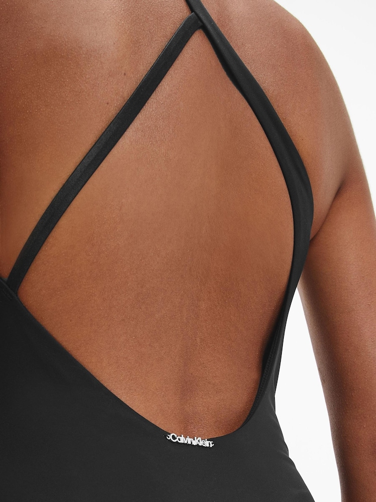 Calvin Klein Womens Black Core Essential One Shoulder One Piece - Image 3 of 5