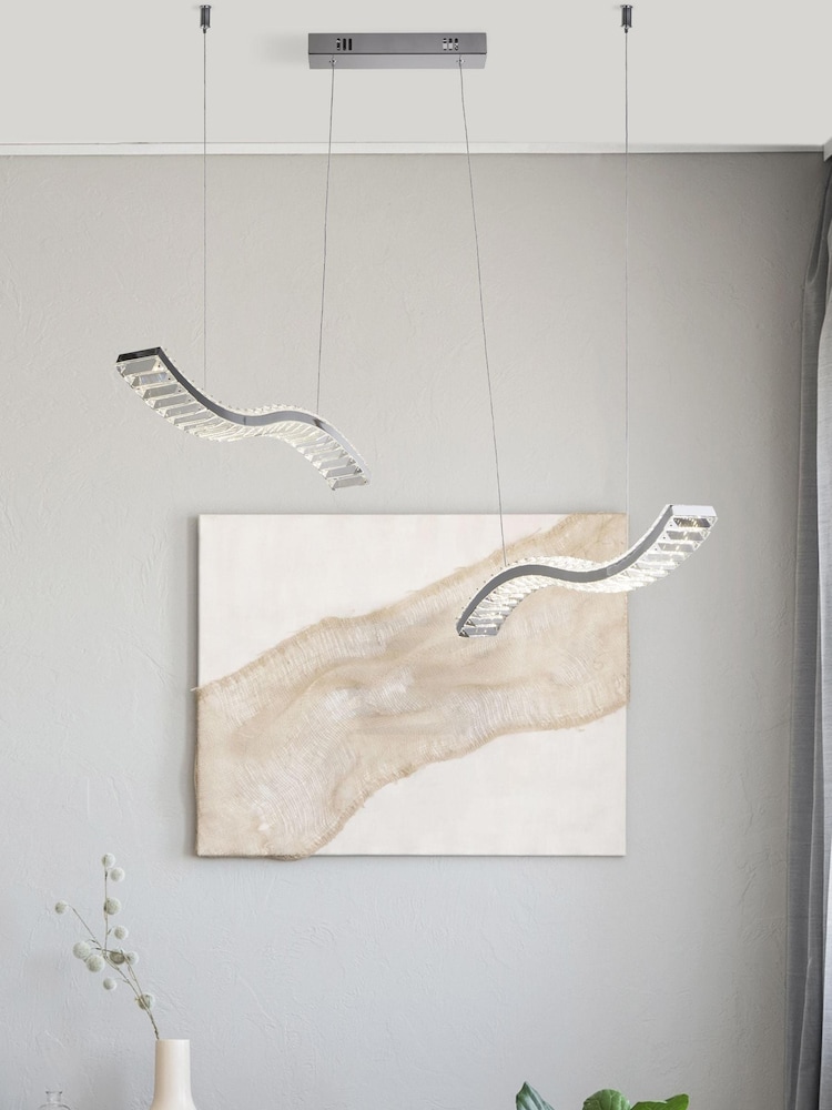 Searchlight Chrome Sally Glass Wave Ceiling Light - Image 1 of 4