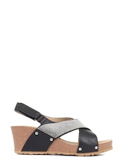 Bellissimo Black Wide Fit Wedge Sandals - Image 1 of 5