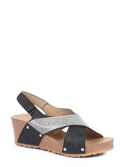 Bellissimo Black Wide Fit Wedge Sandals - Image 2 of 5