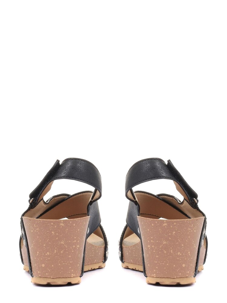 Bellissimo Black Wide Fit Wedge Sandals - Image 3 of 5