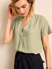 Sage Green Short Sleeve Overhead Top - Image 1 of 6