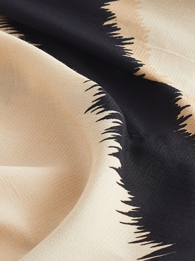 Black/Cream Blurred Stripe Cowl Neck Cap Sleeve Top - Image 6 of 6