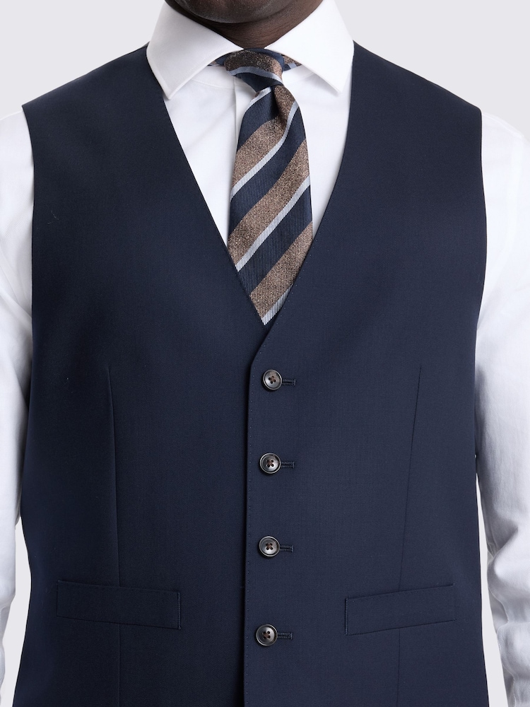 MOSS Navy Blue Regular Fit Twill Waistcoat - Image 3 of 3 MOSS Navy Blue Regular Fit Twill Waistcoat - Image 3 of 3