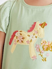 Žajbljevo zelena s samorogom - kratek rokav; s kratkimi rokavi Cotton majica (3mesecev-7leto) - Slika 3 iz 5