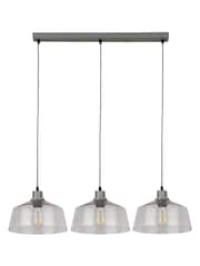 Searchlight Grey Maisie Clear Glass 3 Light Bar Ceiling Light Pendant - Image 4 of 4