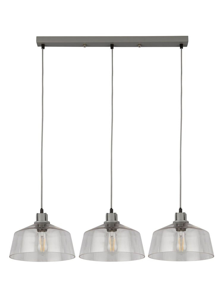 Searchlight Grey Maisie Clear Glass 3 Light Bar Ceiling Light Pendant - Image 4 of 4