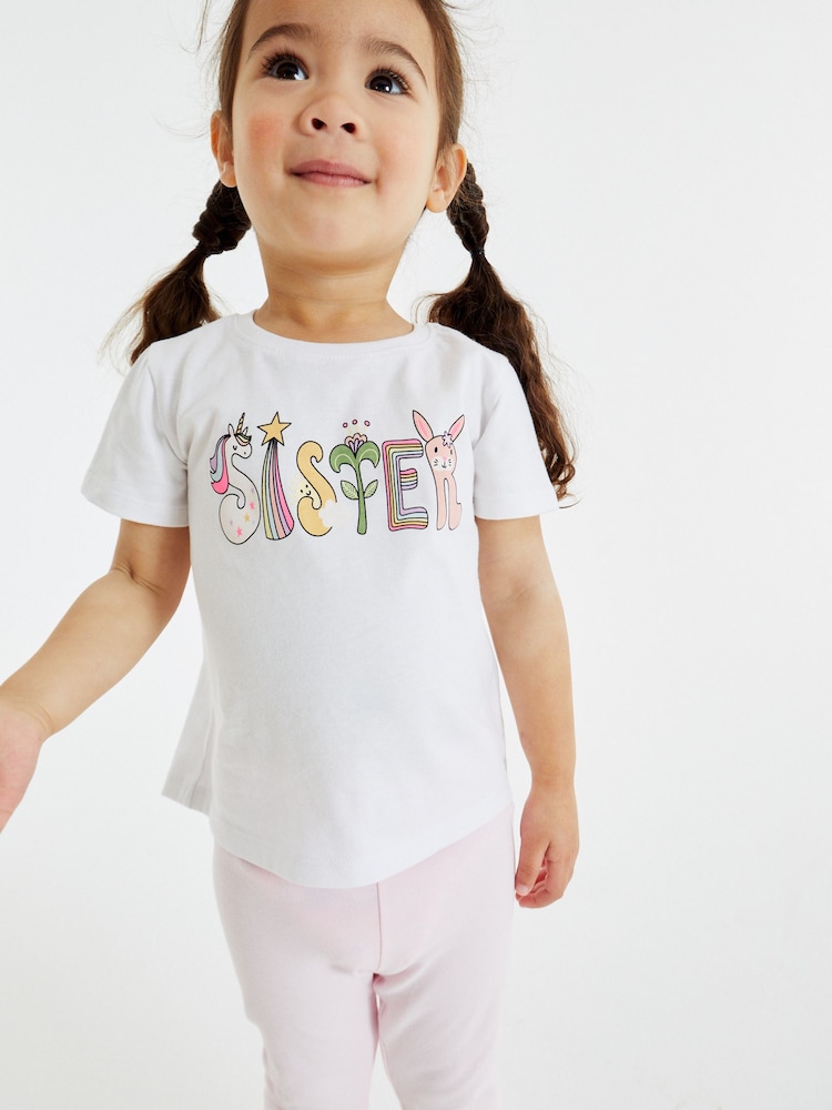 White Sister Short Sleeve Cotton Sister T-Shirt (3mths-7yrs) - Image 1 of 4