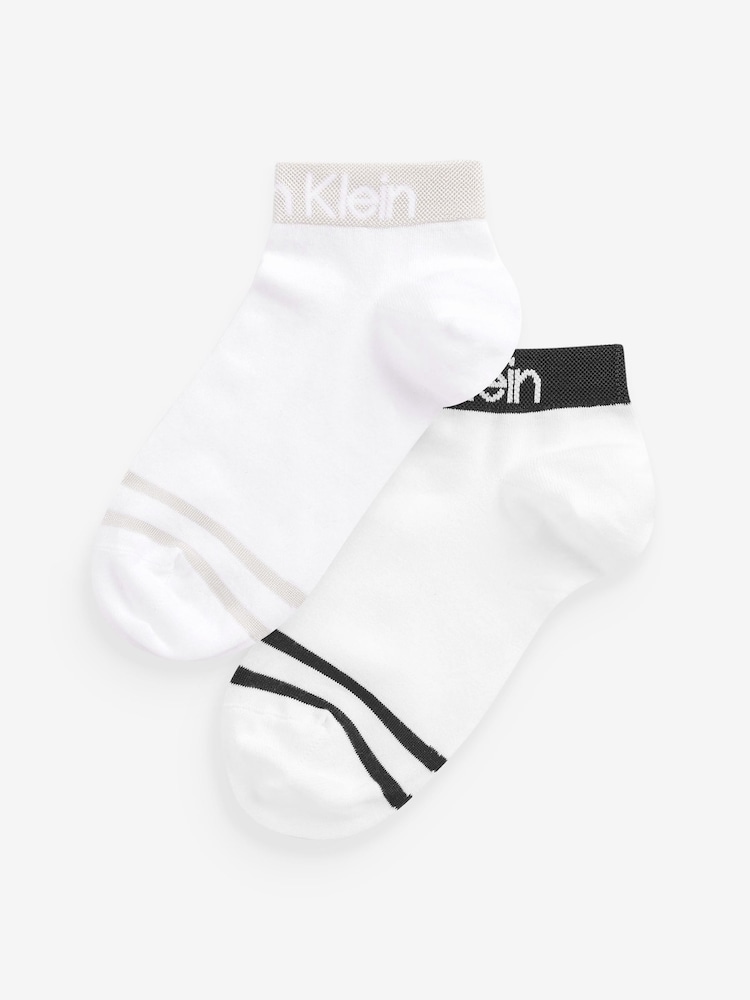 Calvin Klein White Logo Socks 2 Pack - Image 1 of 4