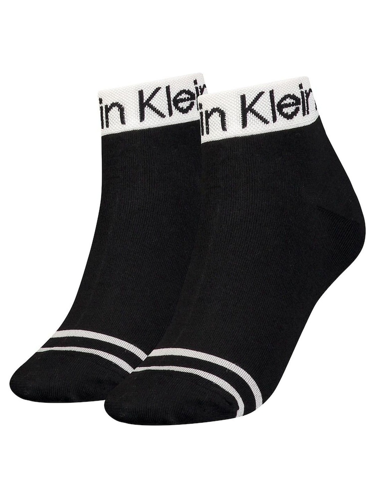 Calvin Klein Black Logo Socks 2 Pack - Image 1 of 3