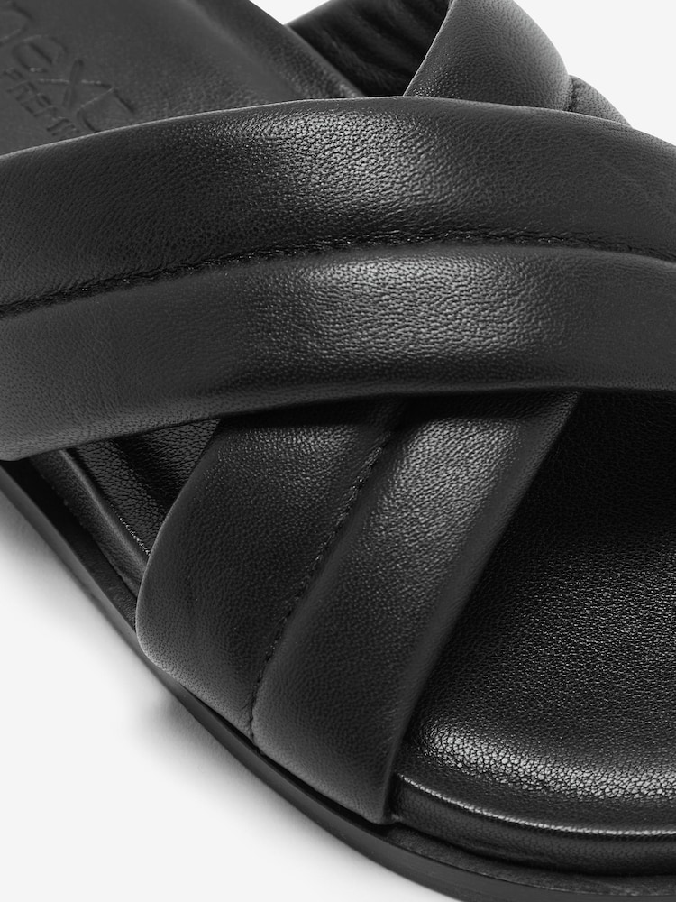 Black Leather Premium Sliders - Image 5 of 5