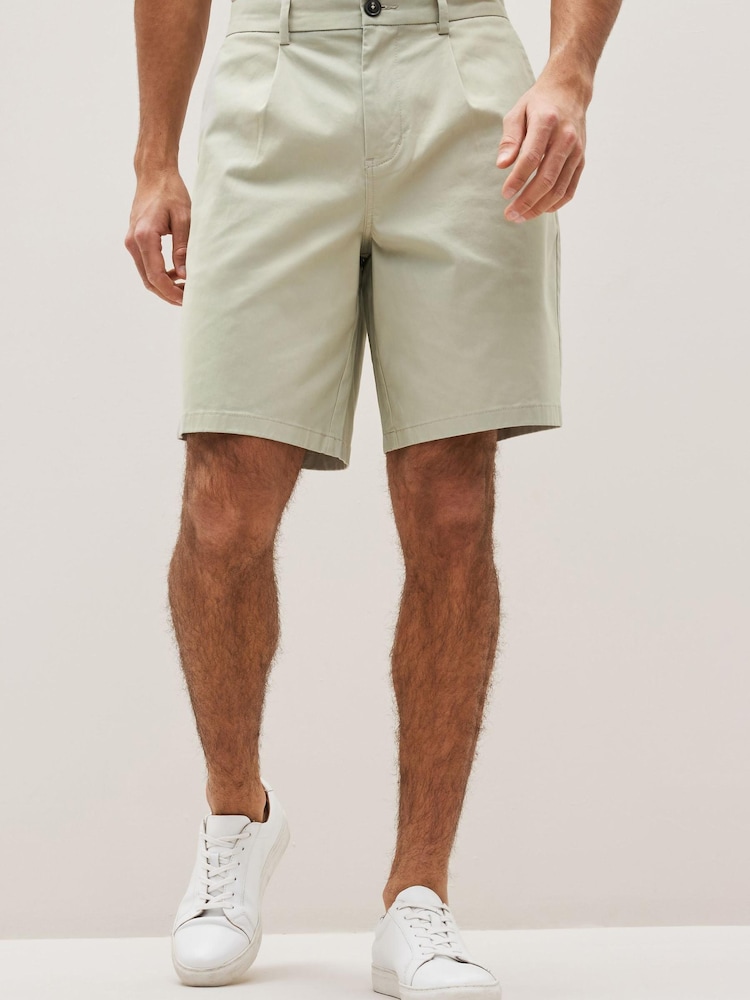 Light Green Loose Stretch Chino Shorts - Image 1 of 7 Light Green Loose Stretch Chino Shorts - Image 1 of 7