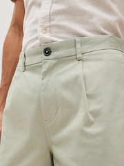 Light Green Loose Stretch Chino Shorts - Image 4 of 7