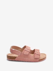 Pink Suede Standard Fit (F) Double Buckle Corkbed Sandals - Image 1 of 4