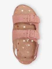 Pink Suede Standard Fit (F) Double Buckle Corkbed Sandals - Image 3 of 4